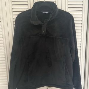 Lands End Women's Heritage Fleece Snap Neck Pullover - Large (14-16) Black
